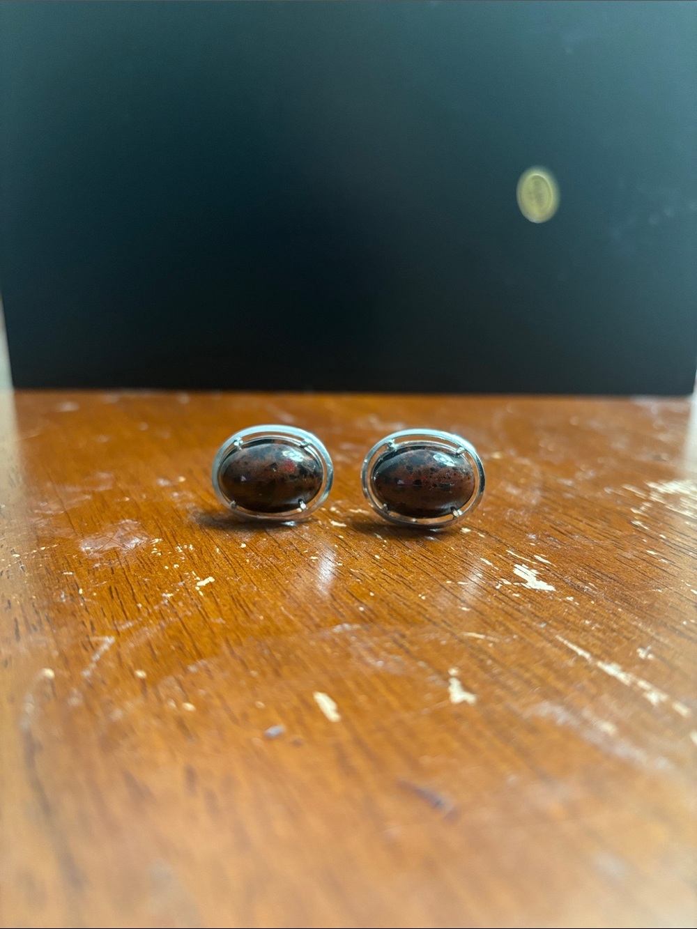 Jasper inspired oval cufflinks
